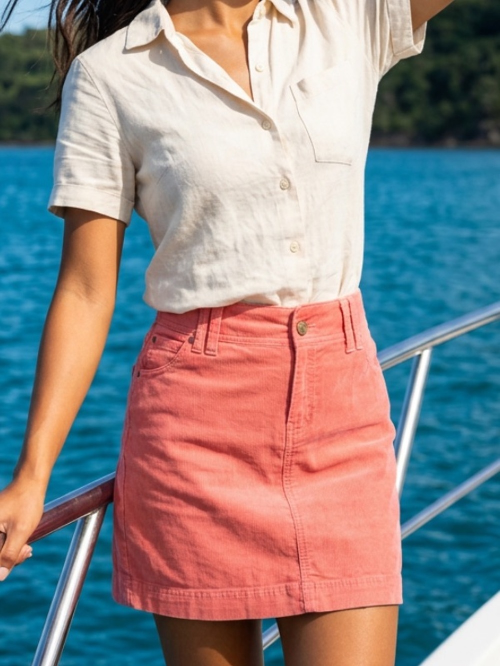 LILLY PULITZER Skirt Corduroy Front Zip A Line Mini Pink Palm Beach Fit